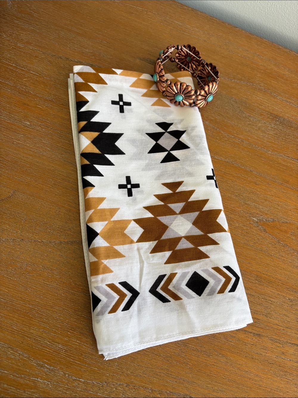 Boho Western Turquoise Bracelet and Bandana Bundle